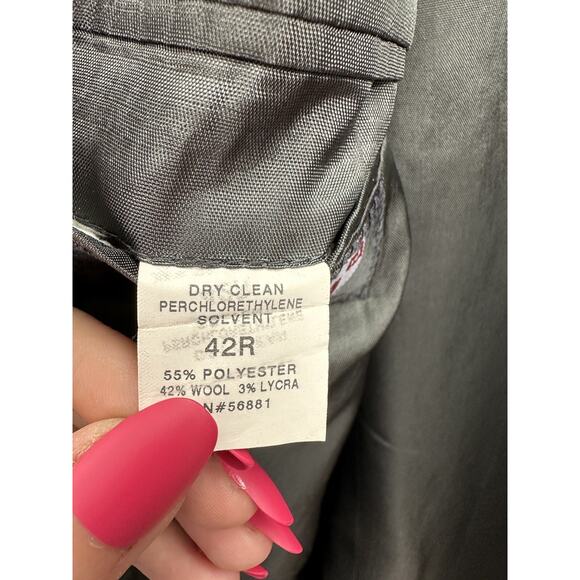 Cross & Winsor Mens Suit Coat 42R Gray Pinstripe Two Button Up Single Breasted - Picture 11 of 16